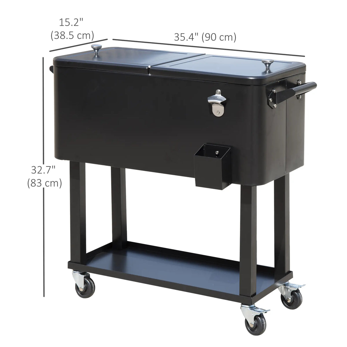 80 Quart Rolling Cooler Cart, Portable Ice Beverage Bin, Outdoor Party, Black Cooler Boxes at Gallery Canada