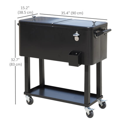 80 Quart Rolling Cooler Cart, Portable Ice Beverage Bin, Outdoor Party, Black Cooler Boxes at Gallery Canada