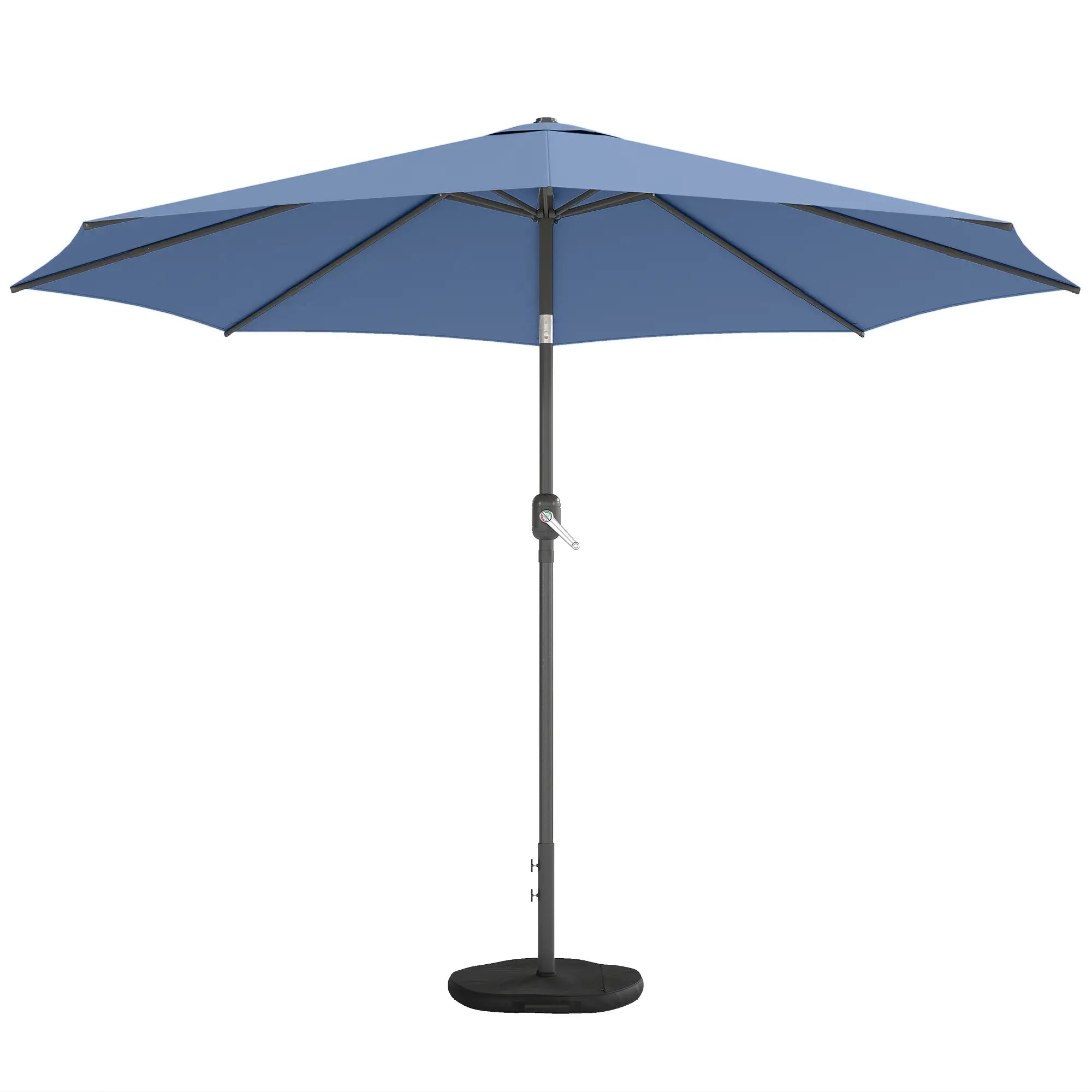 10' x 10' Round Market Umbrella, With Base, Sandbag, Crank Handle, Tilt, Blue Sun Umbrellas Blue, Dark Grey at Gallery Canada