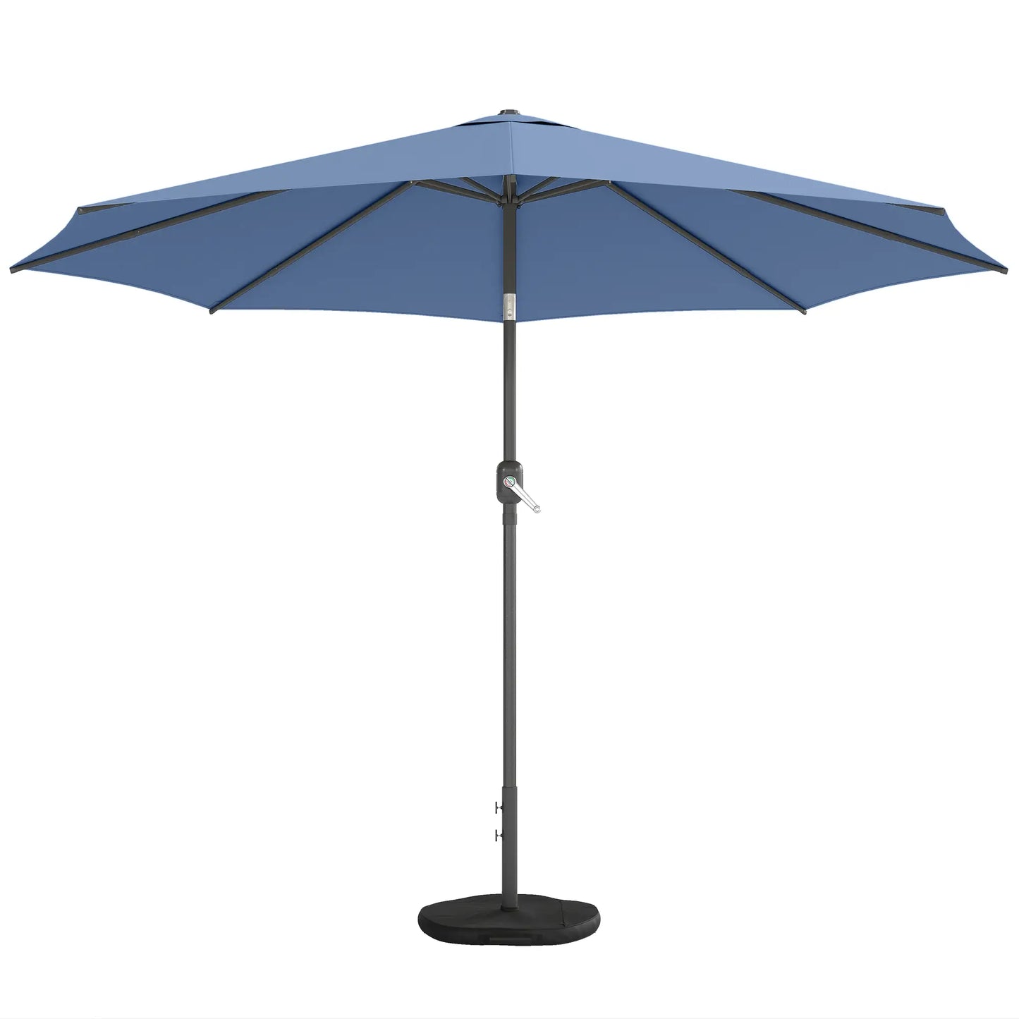 10' x 10' Round Market Umbrella, With Base, Sandbag, Crank Handle, Tilt, Blue Sun Umbrellas Blue, Dark Grey at Gallery Canada