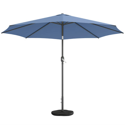 10' x 10' Round Market Umbrella, With Base, Sandbag, Crank Handle, Tilt, Blue Sun Umbrellas Blue, Dark Grey at Gallery Canada