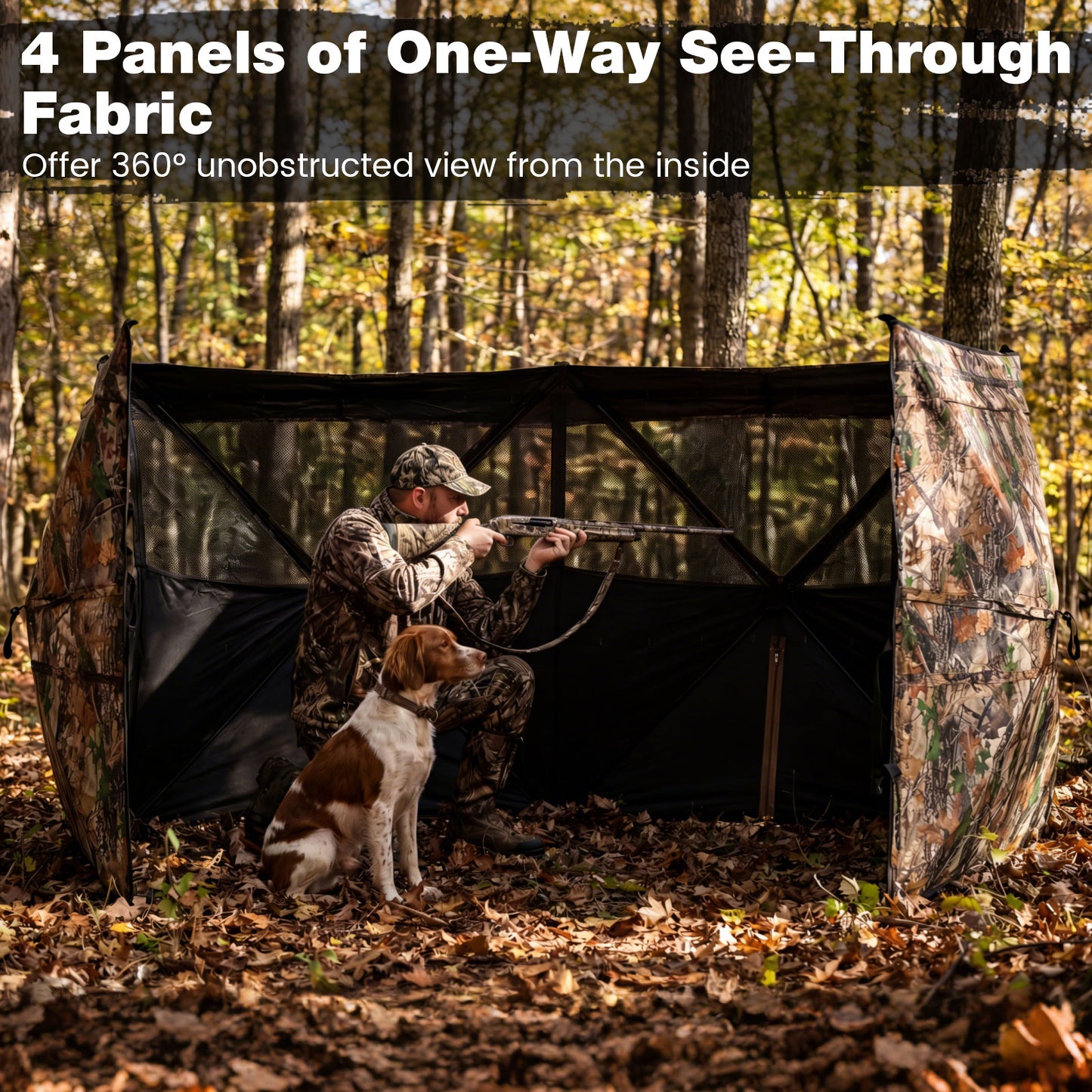 See-Through Hunting Blind Panel with Dog Door Pop up Waterflow Blind for 1-3 People, Camouflage Tents at Gallery Canada