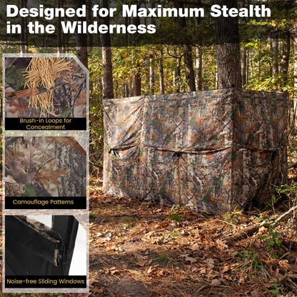 See-Through Hunting Blind Panel with Dog Door Pop up Waterflow Blind for 1-3 People, Camouflage Tents at Gallery Canada