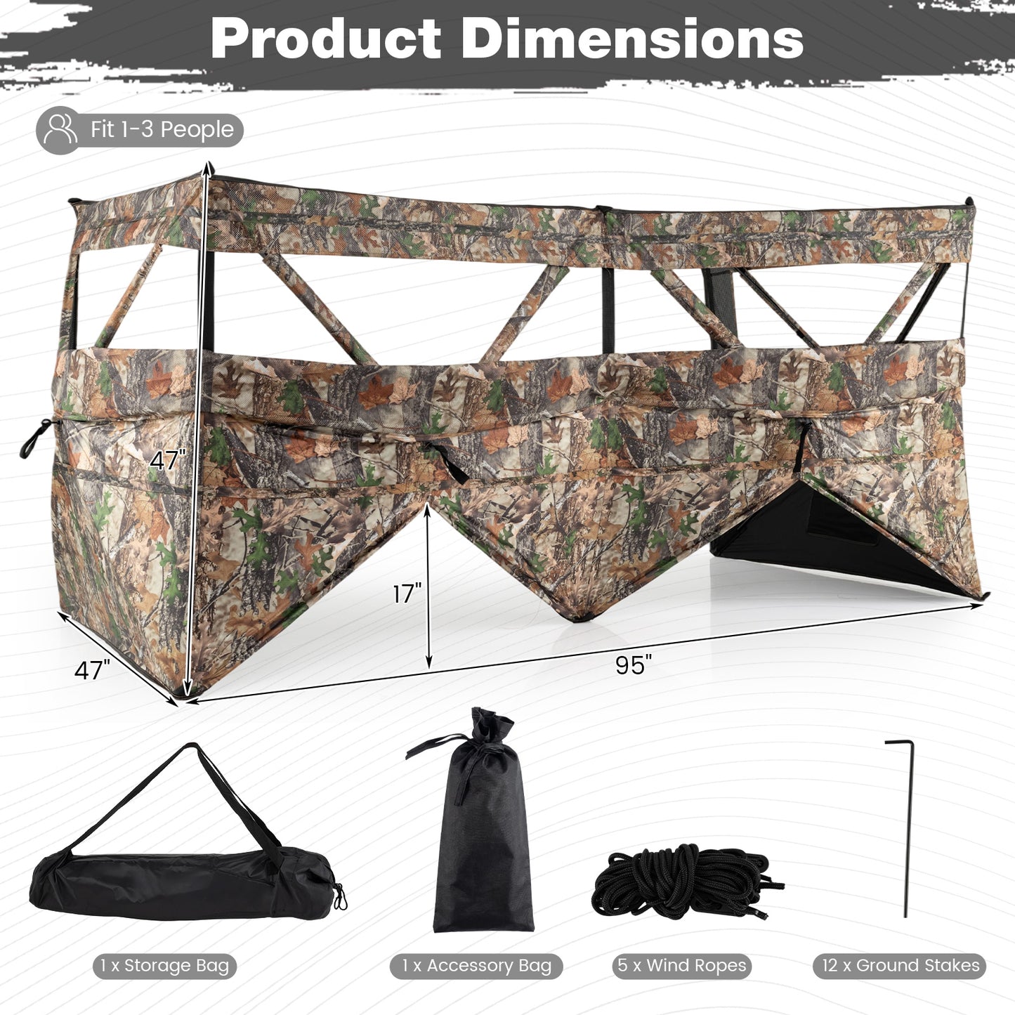 See-Through Hunting Blind Panel with Dog Door Pop up Waterflow Blind for 1-3 People, Camouflage Tents at Gallery Canada