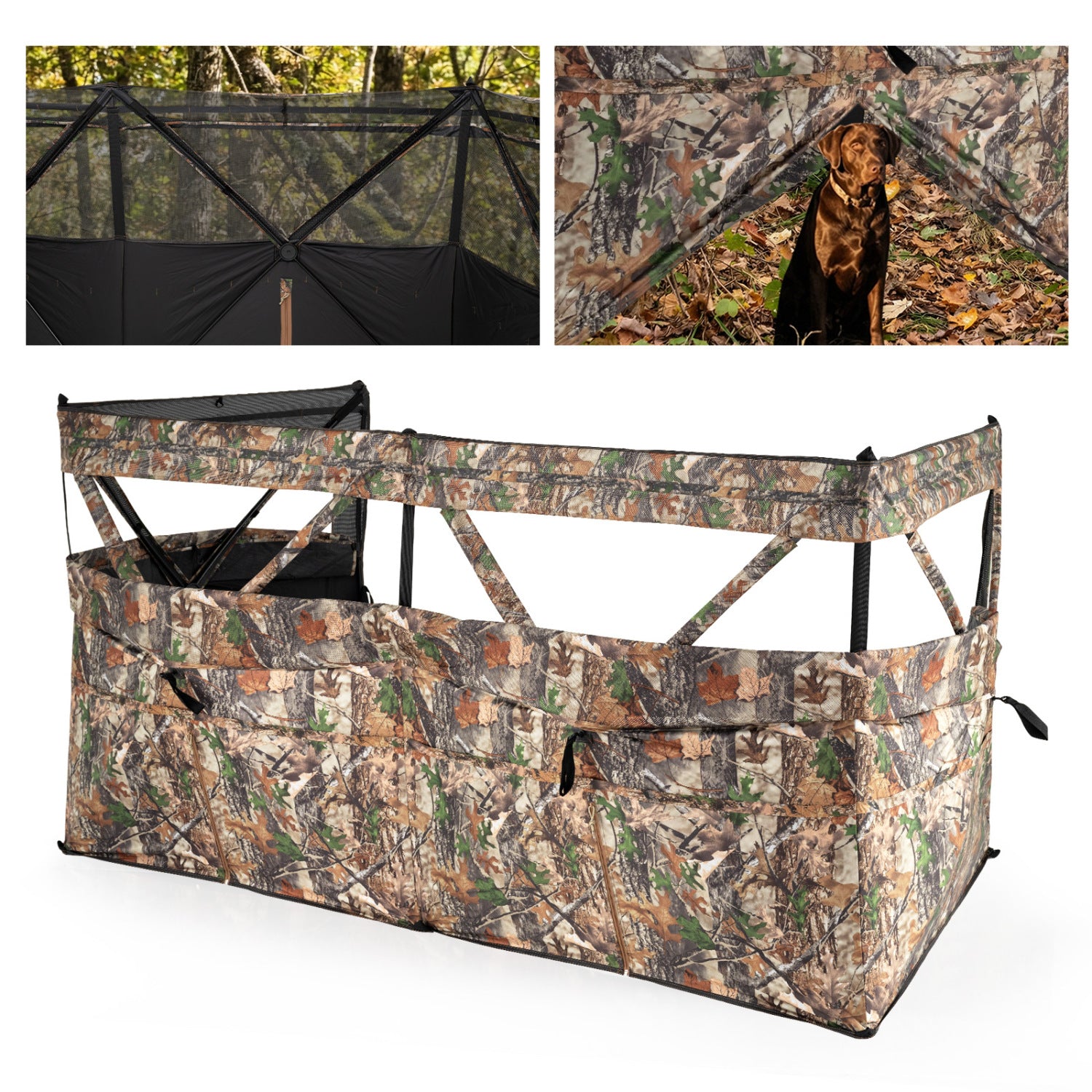 See-Through Hunting Blind Panel with Dog Door Pop up Waterflow Blind for 1-3 People, Camouflage Tents at Gallery Canada
