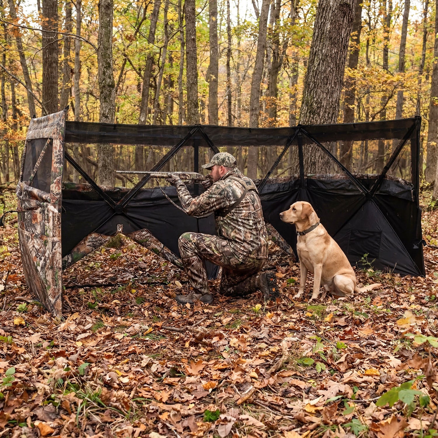 See-Through Hunting Blind Panel with Dog Door Pop up Waterflow Blind for 1-3 People, Camouflage Tents at Gallery Canada