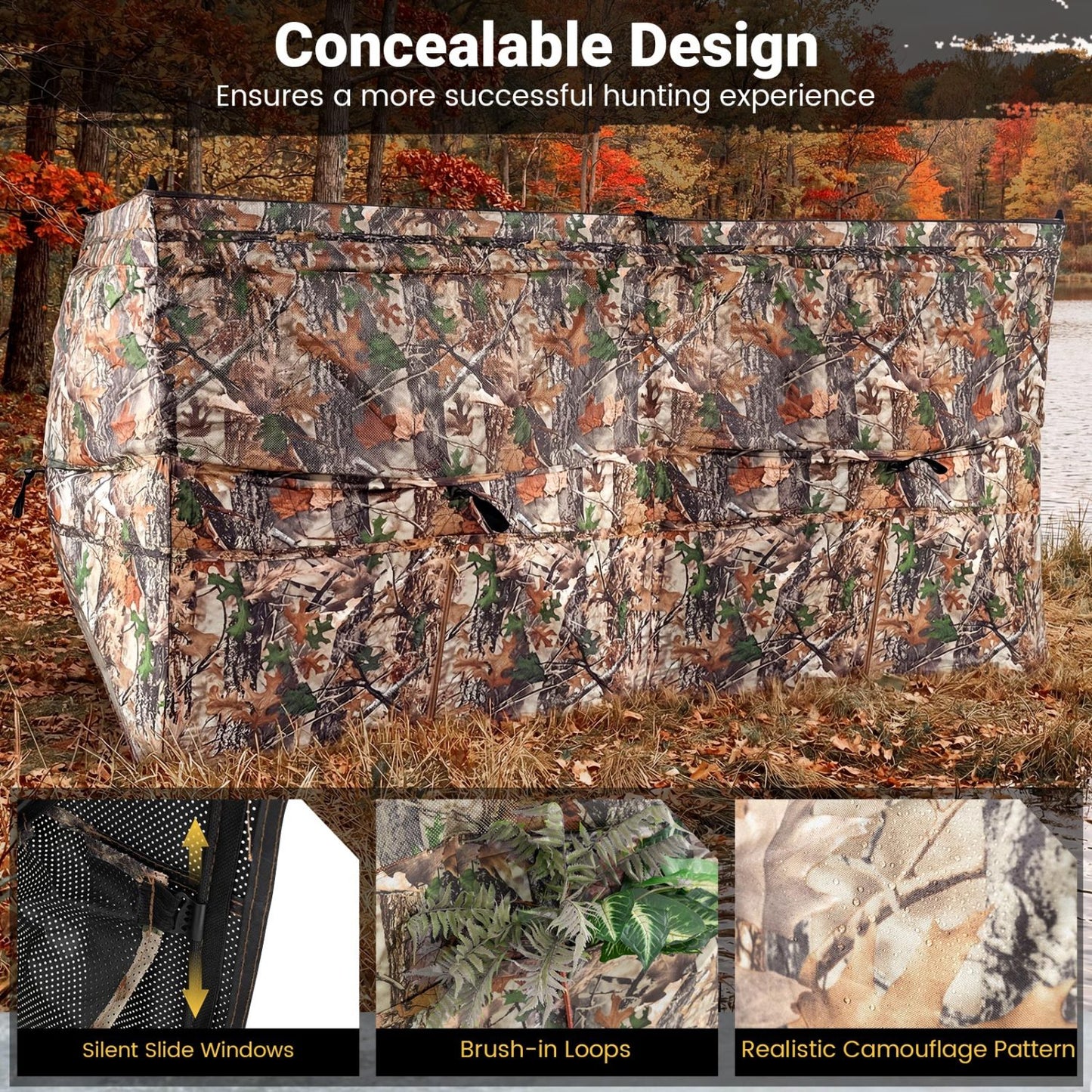See-Through Hunting Blind Panel with Dog Door Pop up Waterflow Blind for 1-3 People, Camouflage Tents at Gallery Canada