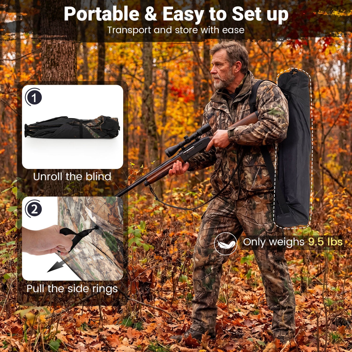 See-Through Hunting Blind Panel with Dog Door Pop up Waterflow Blind for 1-3 People, Camouflage Tents at Gallery Canada