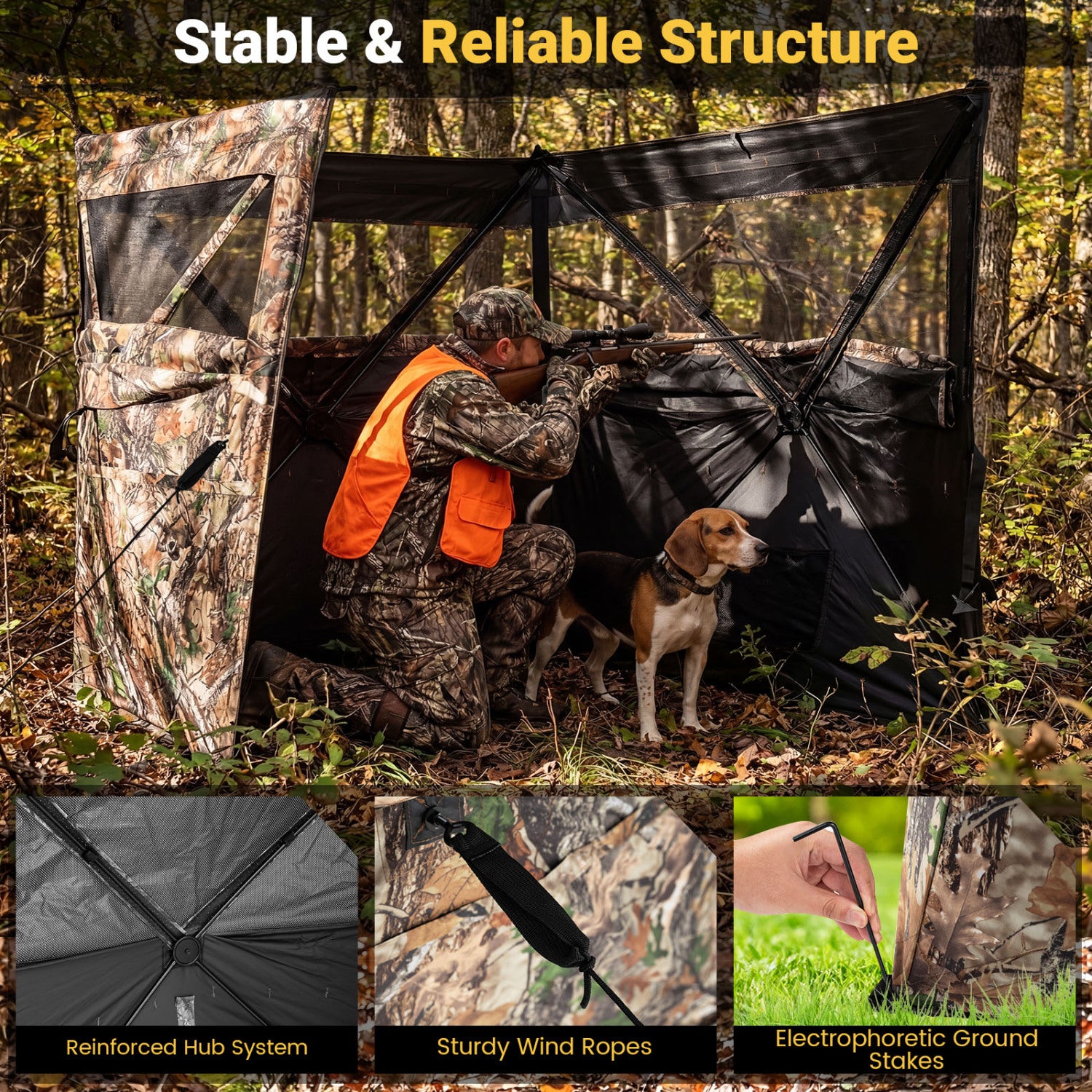 See-Through Hunting Blind Panel with Dog Door Pop up Waterflow Blind for 1-3 People, Camouflage Tents at Gallery Canada