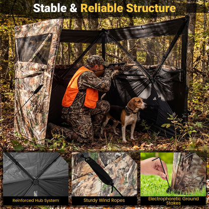 See-Through Hunting Blind Panel with Dog Door Pop up Waterflow Blind for 1-3 People, Camouflage Tents at Gallery Canada