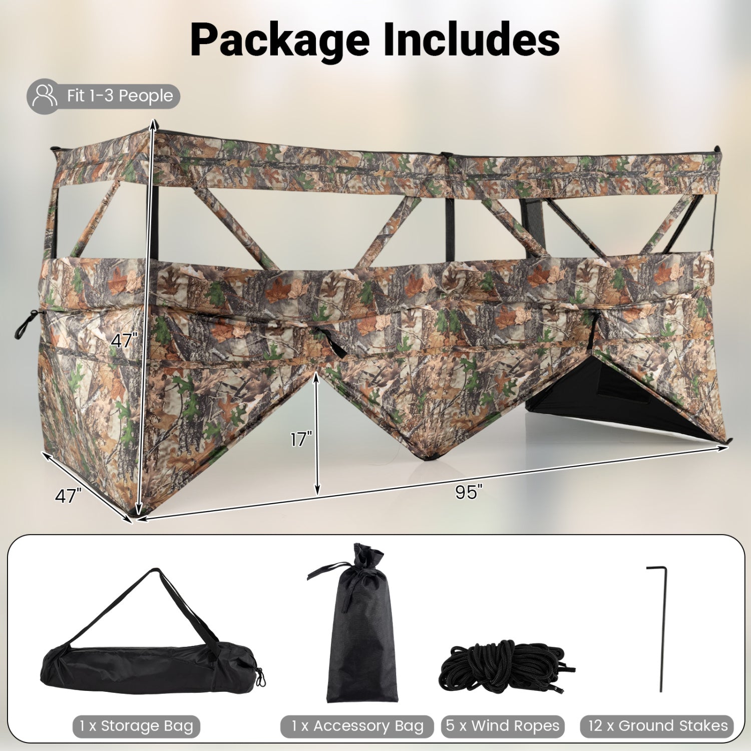See-Through Hunting Blind Panel with Dog Door Pop up Waterflow Blind for 1-3 People, Camouflage Tents at Gallery Canada