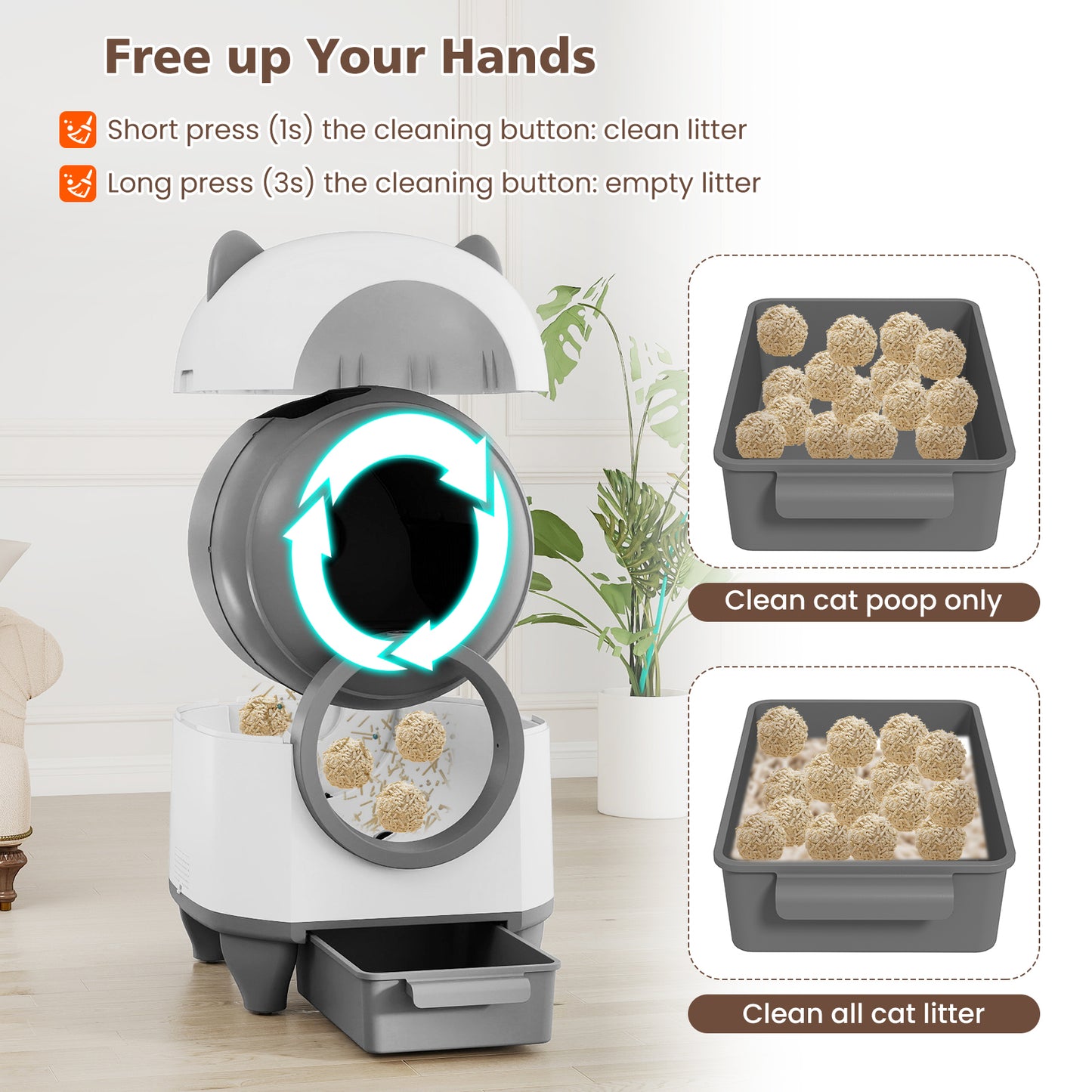 Self-Cleaning Litter Box for Multi-Cat & Senior Cats Home, White Cat Supplies at Gallery Canada