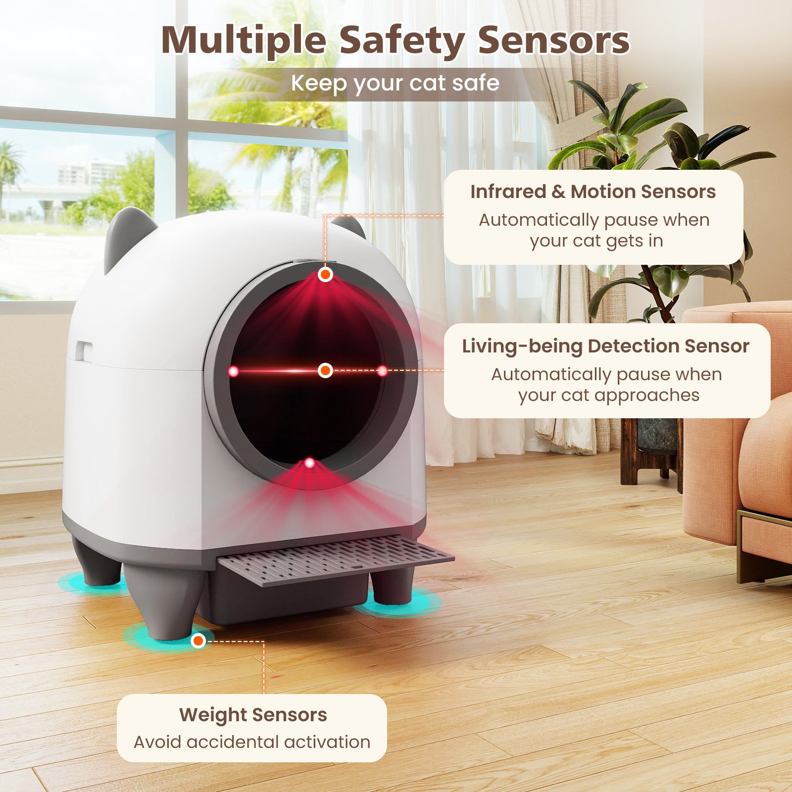 Self-Cleaning Litter Box for Multi-Cat & Senior Cats Home, White Cat Supplies at Gallery Canada