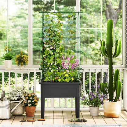 Self-Watering Raised Garden Bed, Elevated Planter With Climbing Trellis, Black Raised Garden Beds at Gallery Canada