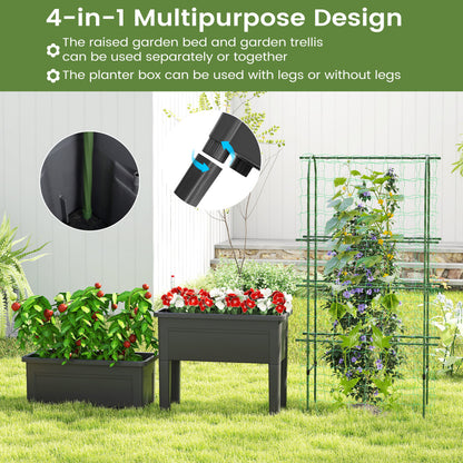 Self-Watering Raised Garden Bed, Elevated Planter With Climbing Trellis, Black Raised Garden Beds at Gallery Canada