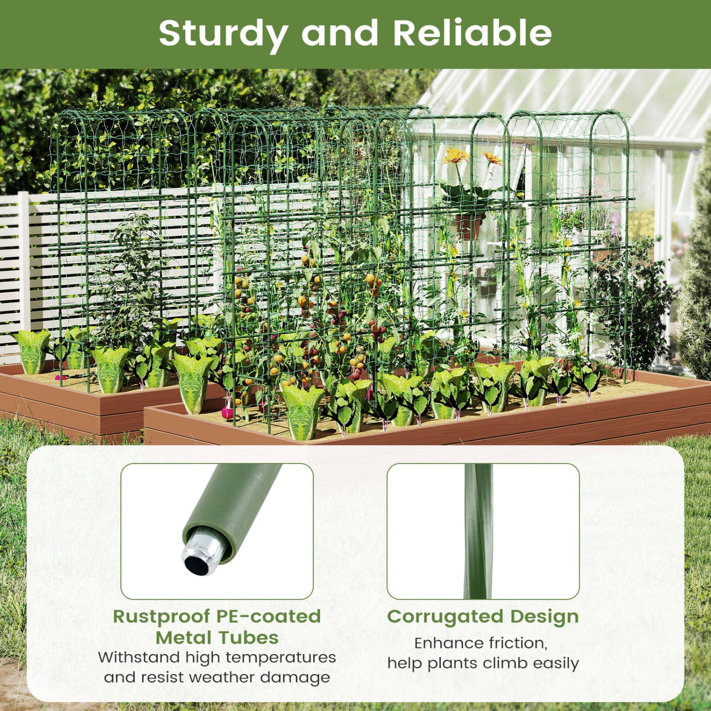 Self-Watering Raised Garden Bed, Elevated Planter With Climbing Trellis, Black Raised Garden Beds at Gallery Canada