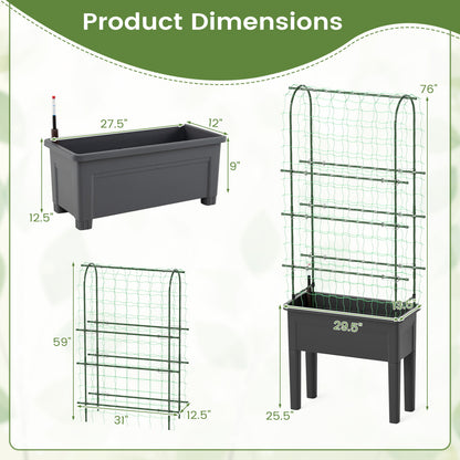 Self-Watering Raised Garden Bed, Elevated Planter With Climbing Trellis, Black Raised Garden Beds at Gallery Canada
