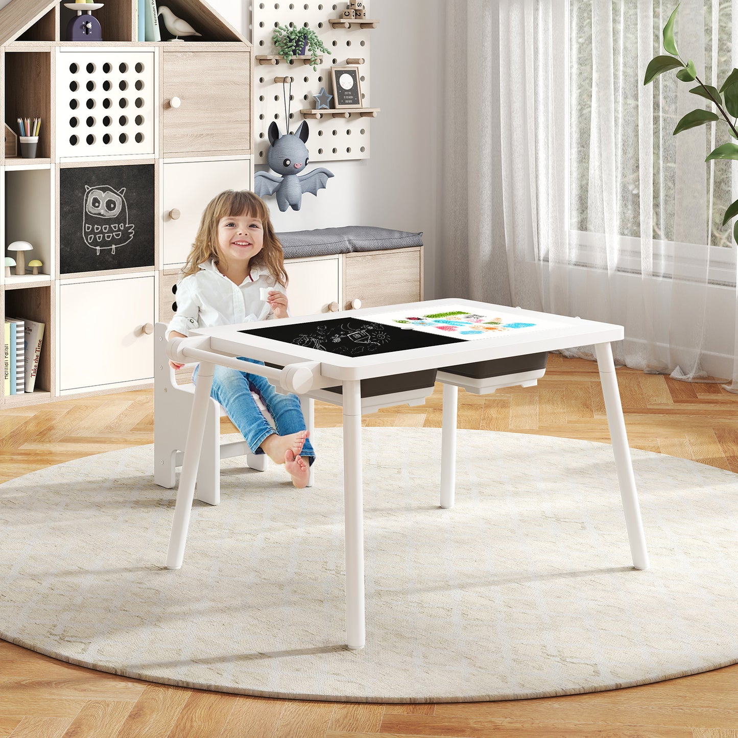 Sensory Table And Chair Set, Foldable Bins, Kids 2-8, White Kids Table & Chair Sets at Gallery Canada