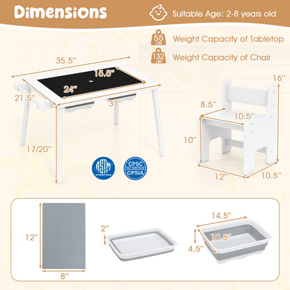 Sensory Table And Chair Set, Foldable Bins, Kids 2-8, White Kids Table & Chair Sets at Gallery Canada