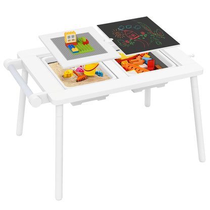 Sensory Table And Chair Set, Foldable Bins, Kids 2-8, White Kids Table & Chair Sets White at Gallery Canada