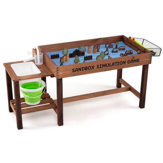 Sensory Table with Water Pump & Sink and 33 Sand Toys for Toddlers Play Kitchen Sets Coffee & Brown at Gallery Canada
