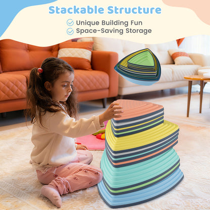 Set of 11 Stepping Stones for Kids Non-Slip Balance Stones with Storage Bag-Set of 11, Multicolor Toy Sports at Gallery Canada