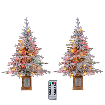 Set of 1/2 4 FT Artificial Christmas Tree Potted Xmas Tree with 180 Branch Tips-Set of 2 Christmas Tree Options at Gallery Canada