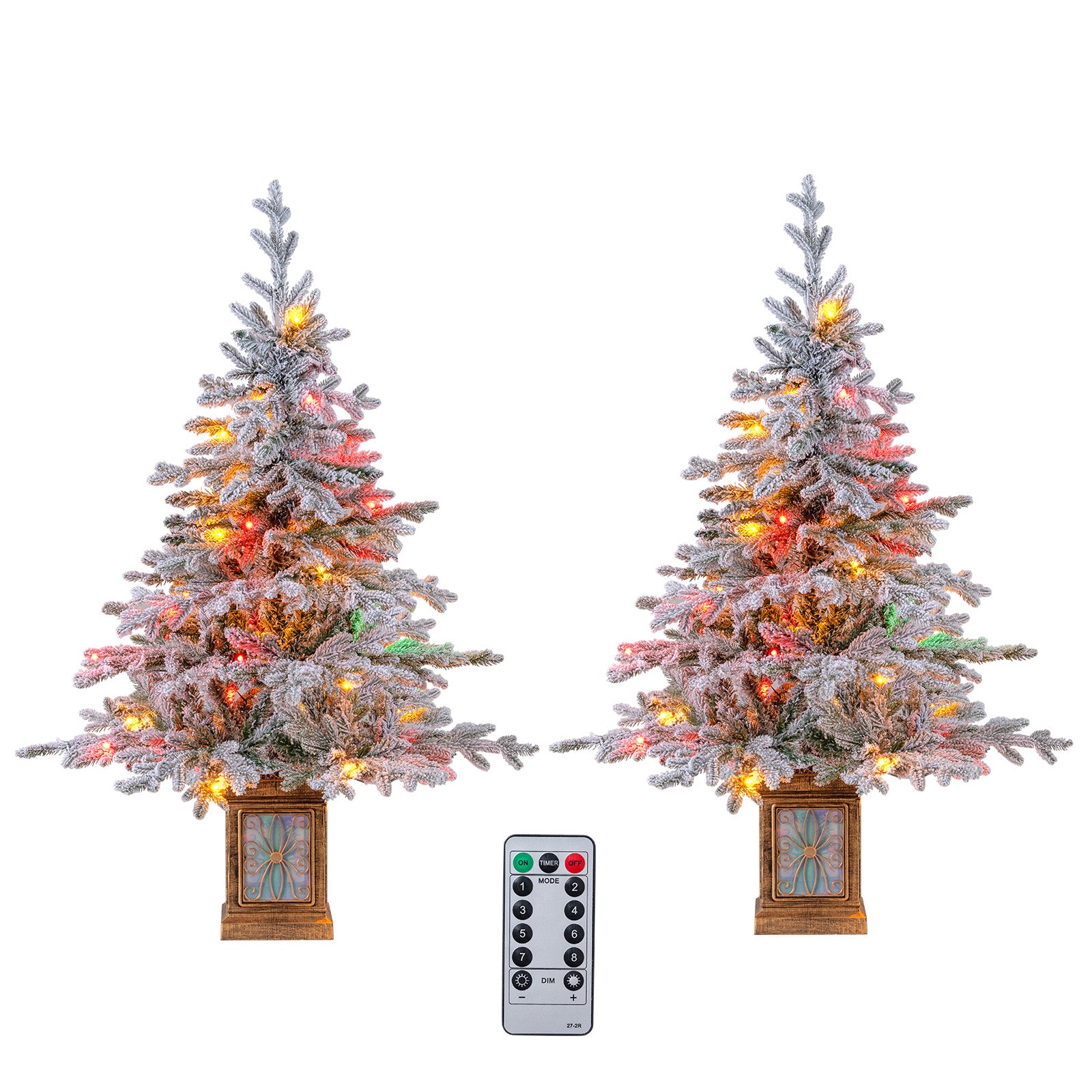 Set of 1/2 4 FT Artificial Christmas Tree Potted Xmas Tree with 180 Branch Tips-Set of 2 Christmas Tree Options at Gallery Canada