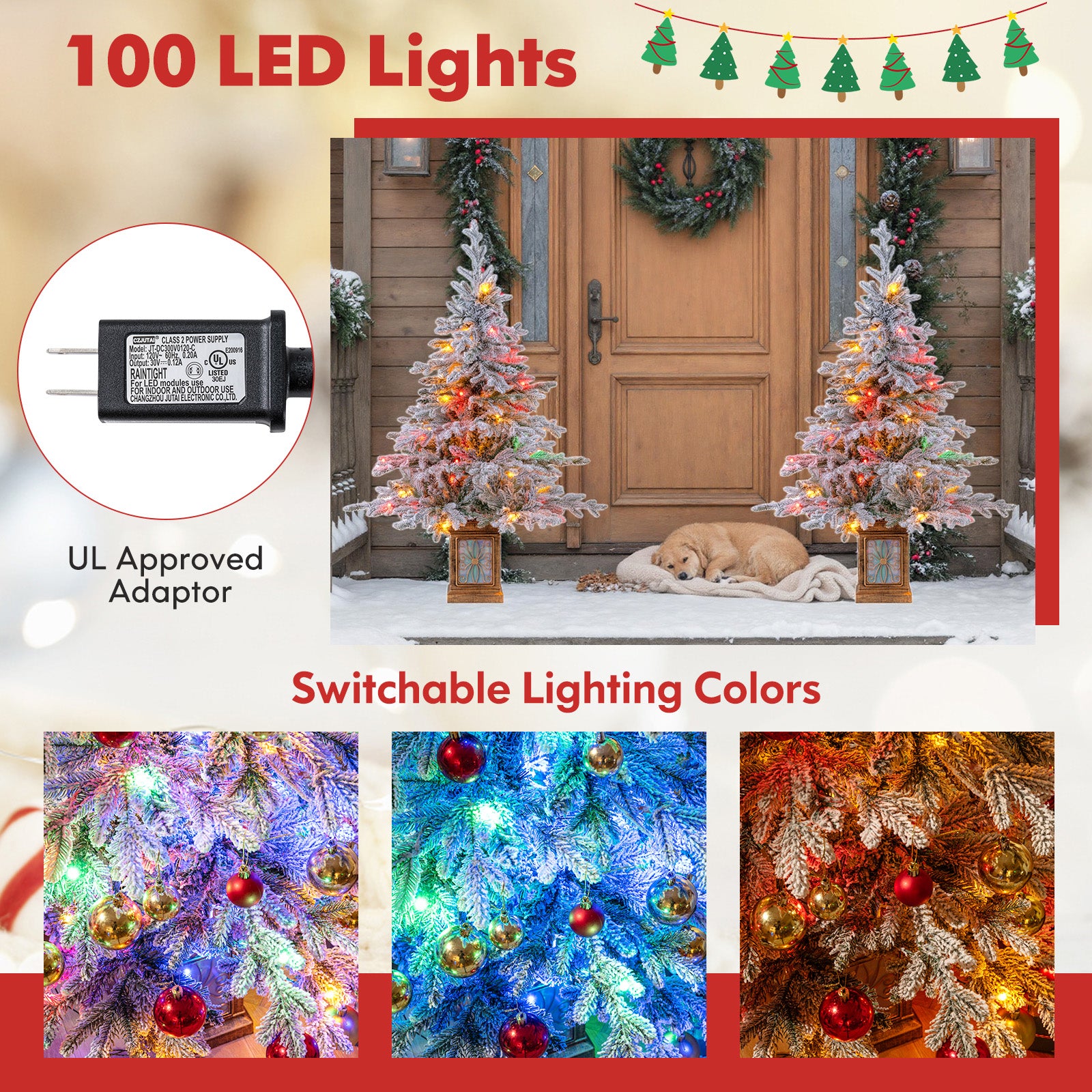 Set of 1/2 4 FT Artificial Christmas Tree Potted Xmas Tree with 180 Branch Tips-Set of 2 Christmas Tree at Gallery Canada