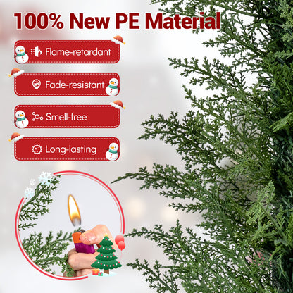 Set of 1/2 4 FT Artificial Christmas Tree Potted Xmas Tree with 100 Branch Tips and Retro Base-Set of 1