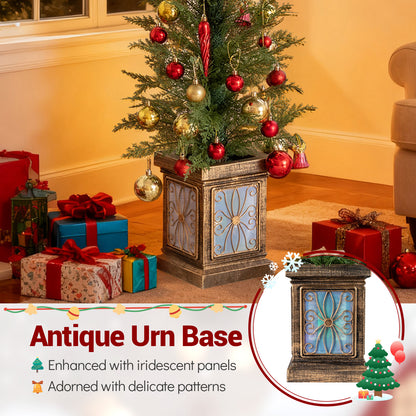 Set of 1/2 4 FT Artificial Christmas Tree Potted Xmas Tree with 100 Branch Tips and Retro Base-Set of 1