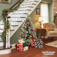 Set of 1/2 4 FT Artificial Christmas Tree Potted Xmas Tree with 190 Branch Tips-Set of 1