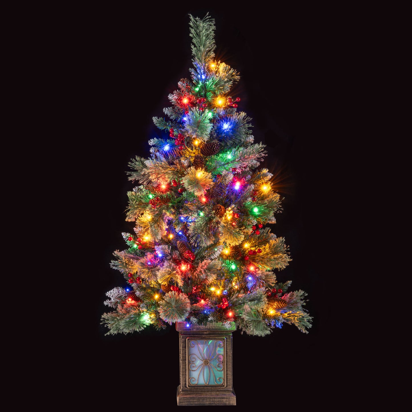 Set of 1/2 4 FT Artificial Christmas Tree Potted Xmas Tree with 190 Branch Tips-Set of 1