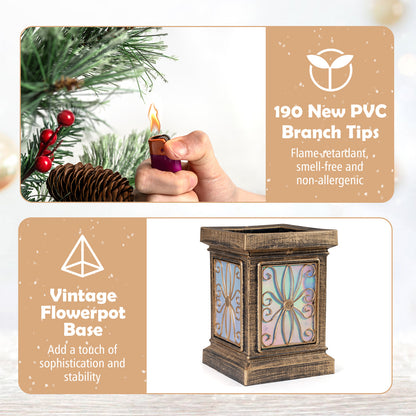 Set of 1/2 4 FT Artificial Christmas Tree Potted Xmas Tree with 190 Branch Tips-Set of 1