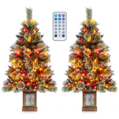 Set of 1/2 4 FT Artificial Christmas Tree Potted Xmas Tree with 190 Branch Tips-Set of 2 Christmas Tree at Gallery Canada