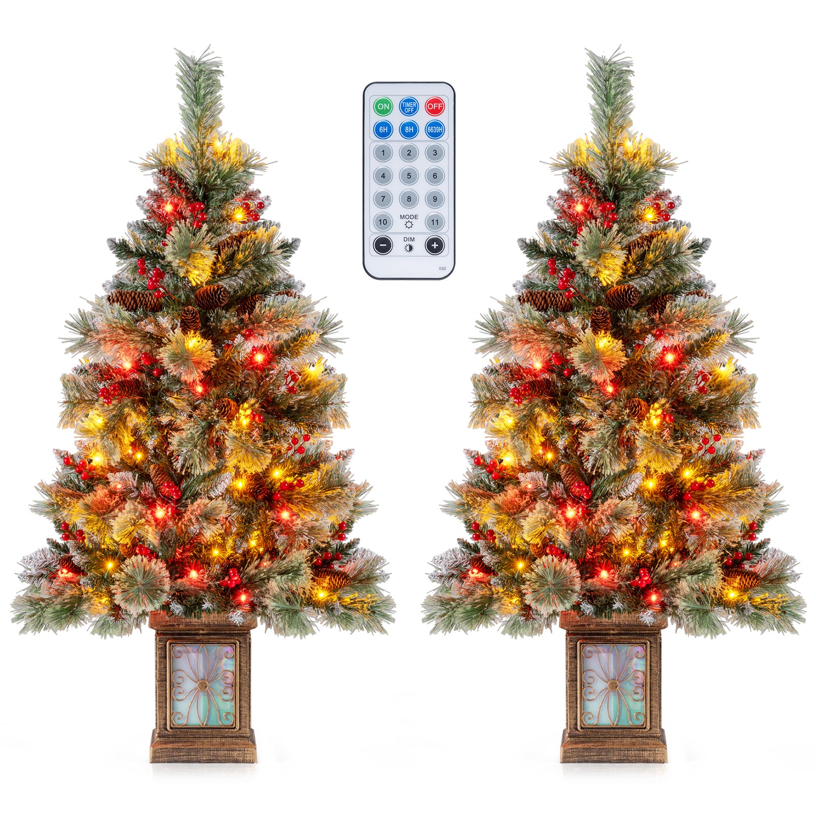 Set of 1/2 4 FT Artificial Christmas Tree Potted Xmas Tree with 190 Branch Tips-Set of 2 Christmas Tree Options at Gallery Canada