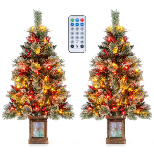 Set of 1/2 4 FT Artificial Christmas Tree Potted Xmas Tree with 190 Branch Tips-Set of 2 Christmas Tree Options at Gallery Canada