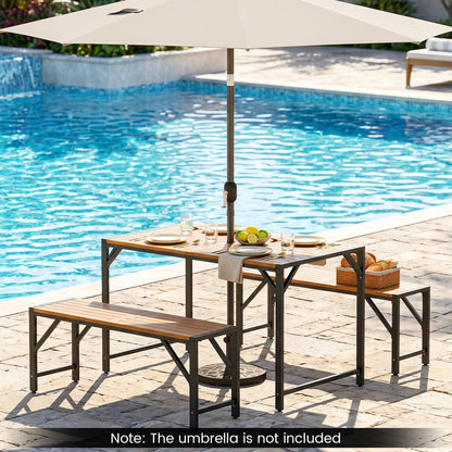 Acacia Wood Outdoor Bench 47.5" With Slatted Seat Beach & Lawn Chairs at Gallery Canada