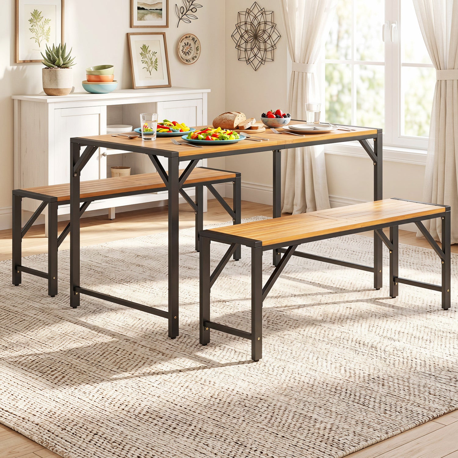 Acacia Wood Outdoor Bench 47.5