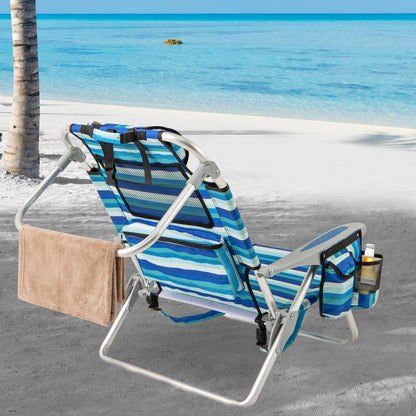 Set of 1 Folding Beach Chair for Adults with 4-Position Adjustable Backrest Beach & Lawn Chairs at Gallery Canada