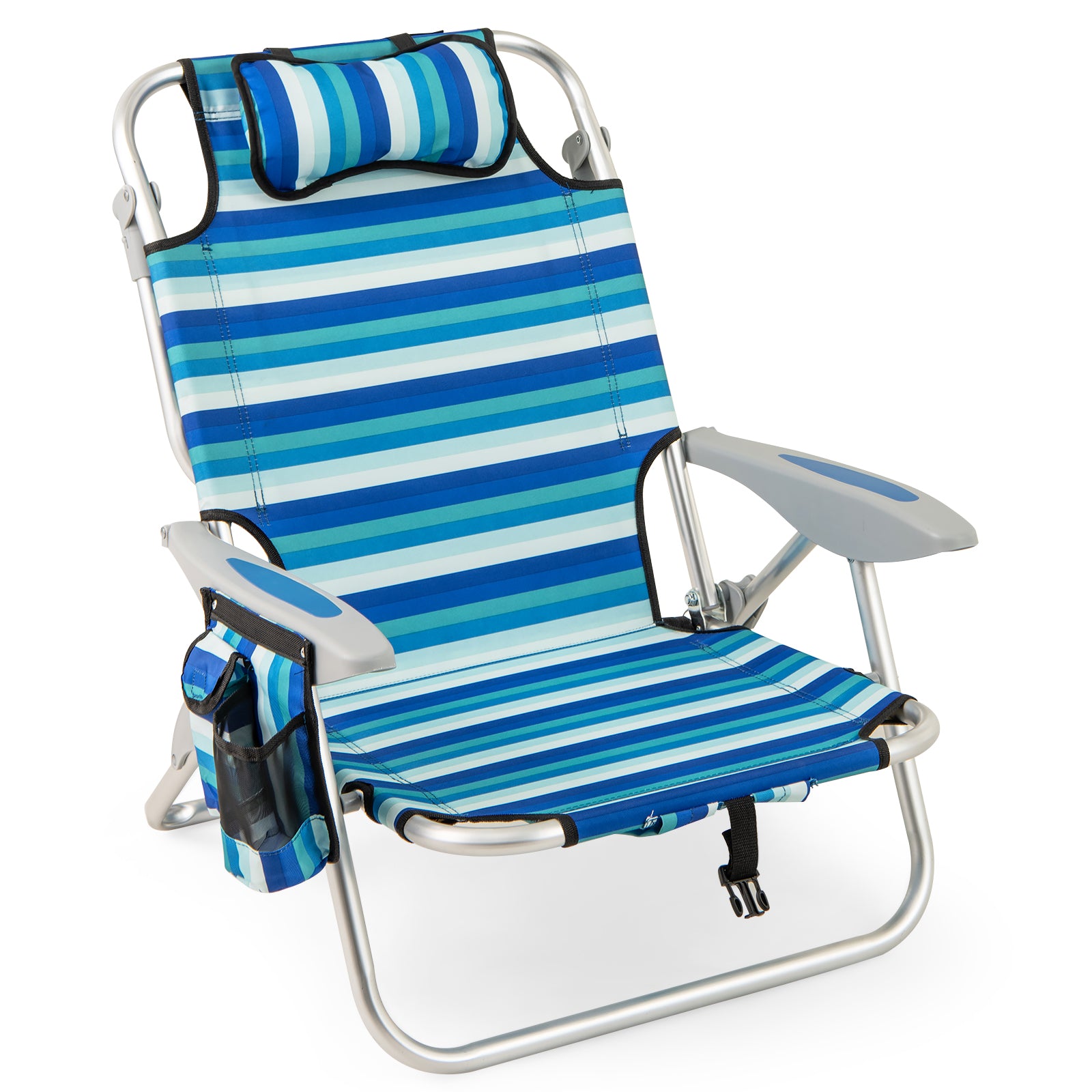 Set of 1 Folding Beach Chair for Adults with 4-Position Adjustable Backrest Beach & Lawn Chairs at Gallery Canada