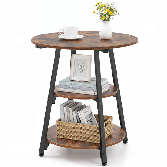 Industrial Side Tables, 3-Tier Shelves, Rustic Brown End & Side Tables Rustic Brown at Gallery Canada
