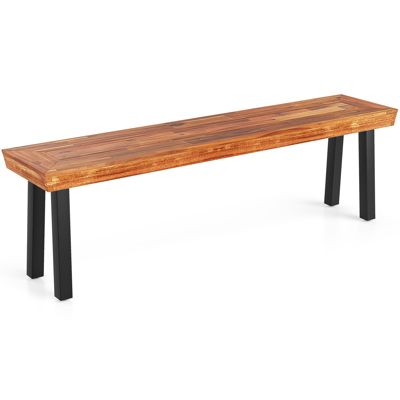 Set of 1 Outdoor Acacia Wood Benches 2-3 People Backless Garden Front Benches with Metal Frame-1 Piece Outdoor Benches Options at Gallery Canada