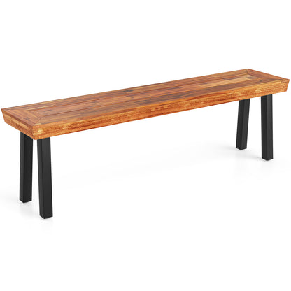 Set of 1 Outdoor Acacia Wood Benches 2-3 People Backless Garden Front Benches with Metal Frame-1 Piece Outdoor Benches Options at Gallery Canada