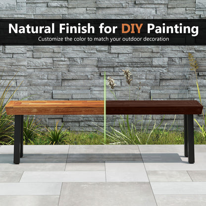 Set of 1 Outdoor Acacia Wood Benches 2-3 People Backless Garden Front Benches with Metal Frame-1 Piece Outdoor Benches at Gallery Canada
