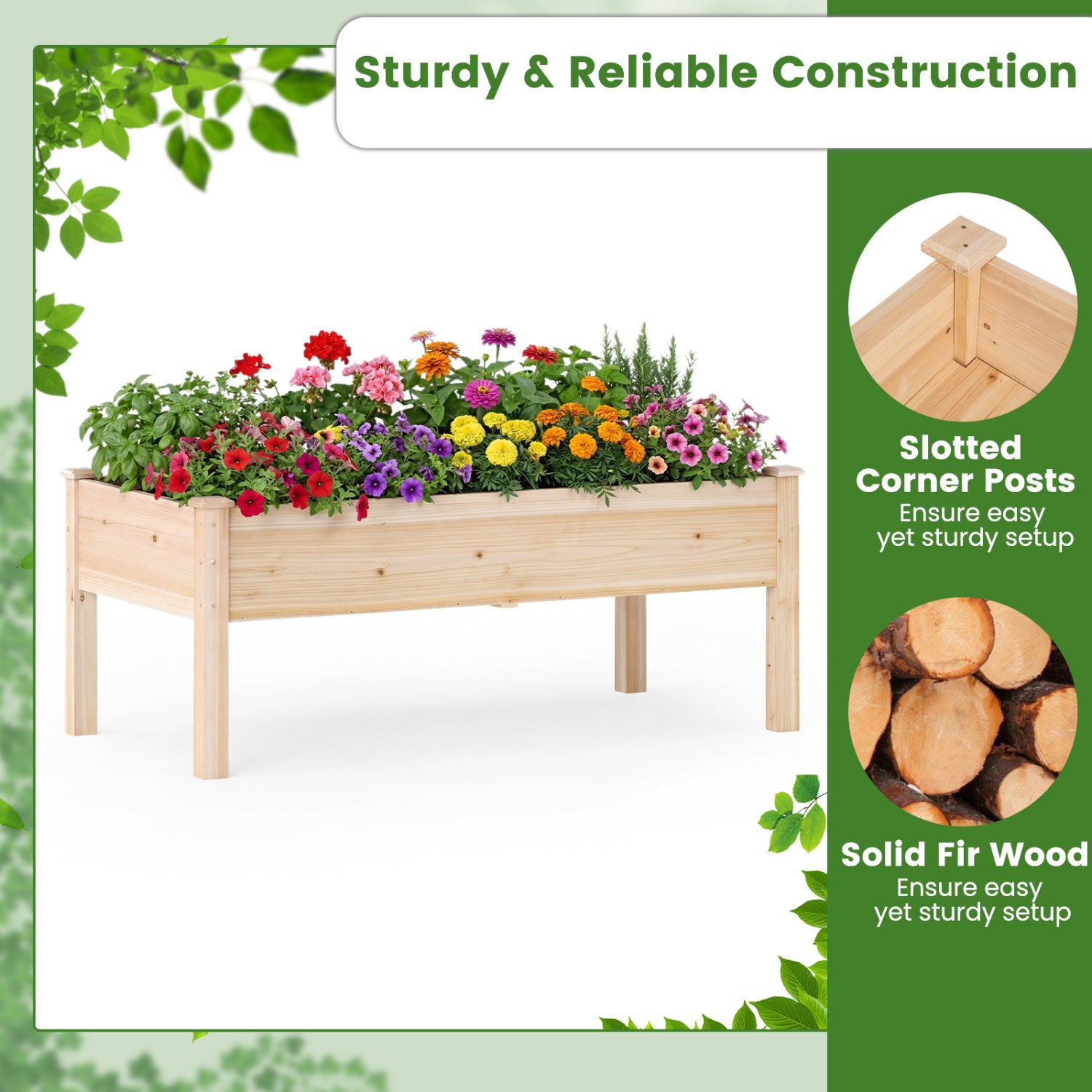 Wooden Raised Garden Bed With Legs, Natural Fir Wood, Elevated Planter Box, Natural Raised Garden Beds at Gallery Canada