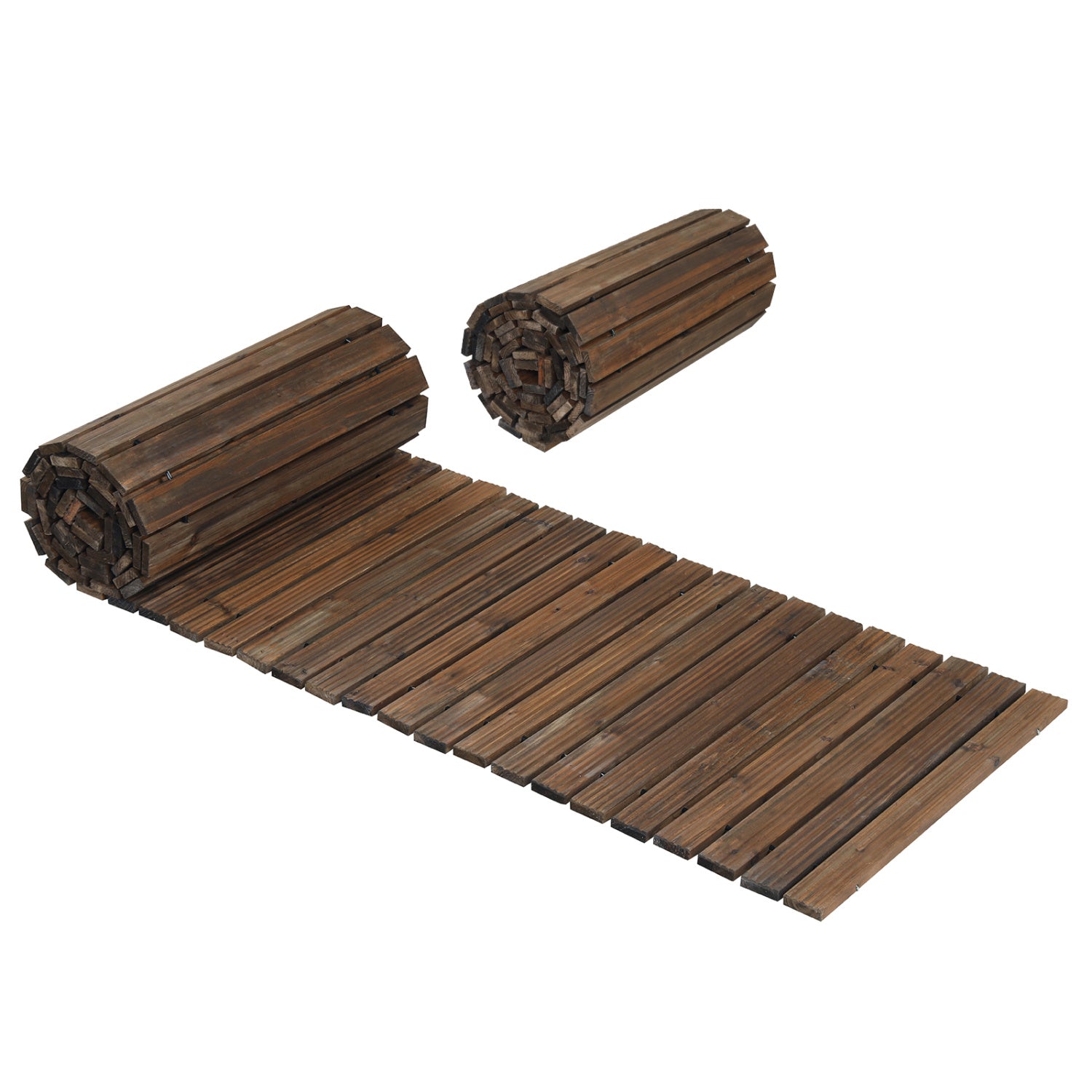 Set of 2 12 FT Wooden Garden Pathway Roll Out, Brown Decorative Fencing & Flooring at Gallery Canada