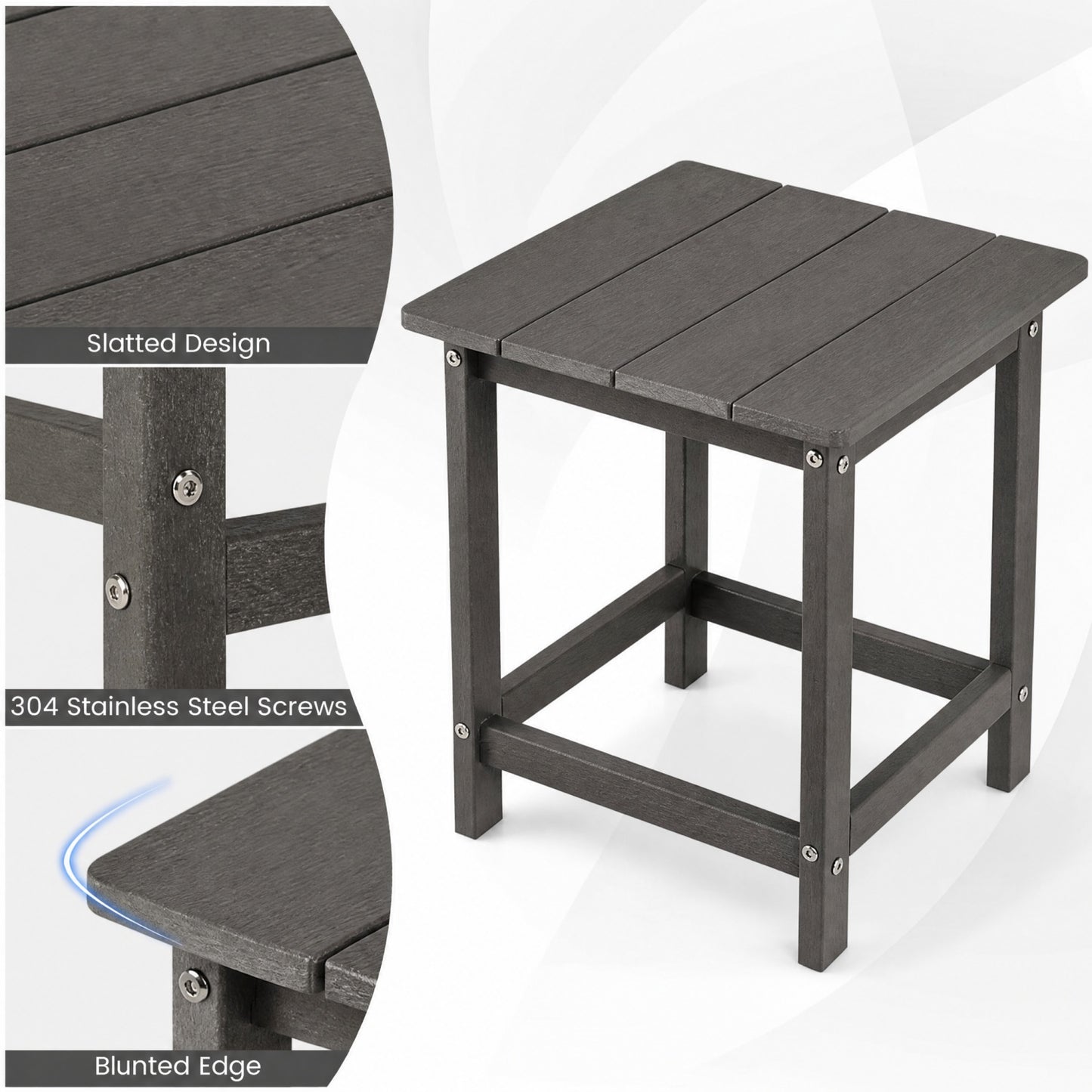 Set of 2 14" Square Adirondack Side Table, Gray Patio Coffee Tables at Gallery Canada
