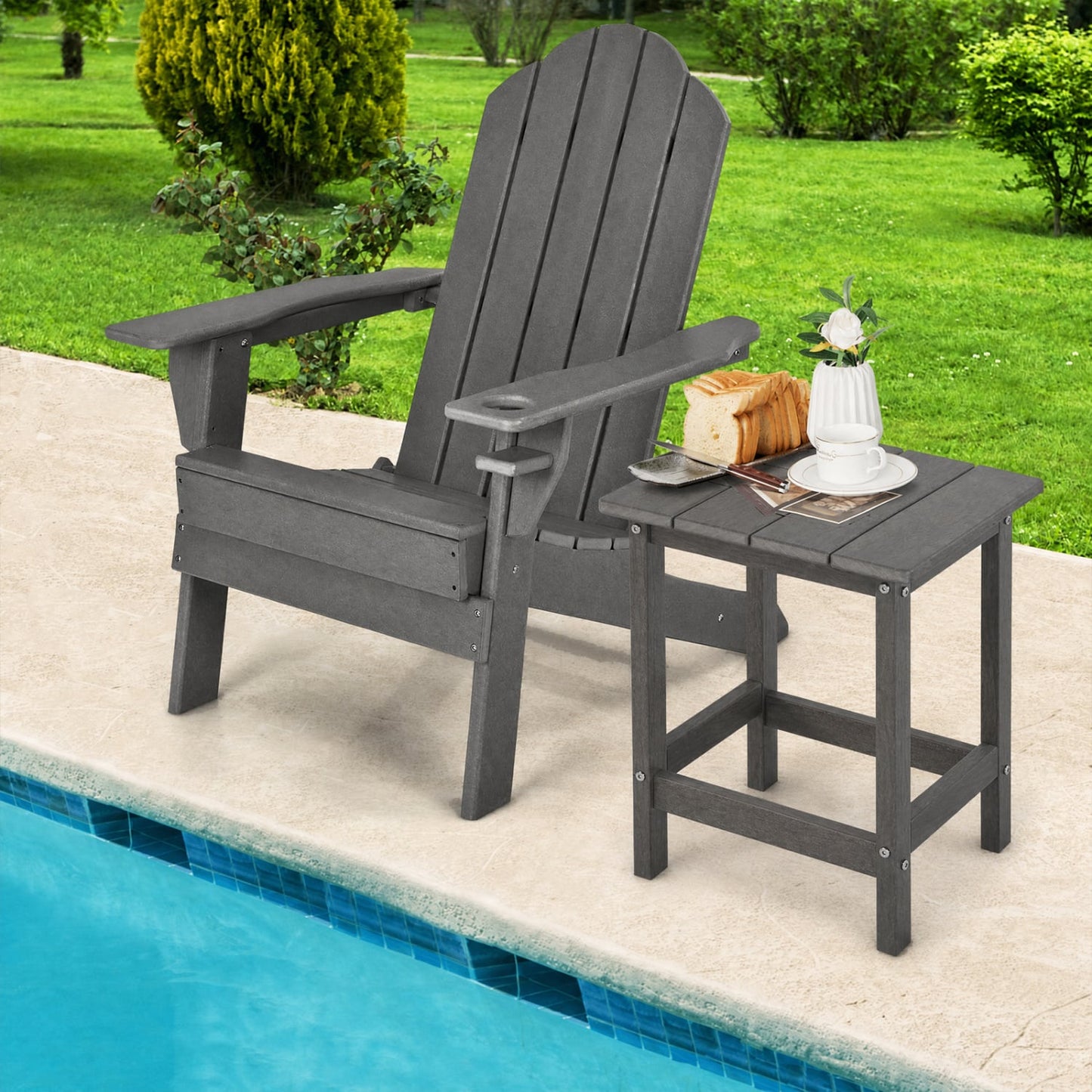Set of 2 14" Square Adirondack Side Table, Gray Patio Coffee Tables at Gallery Canada