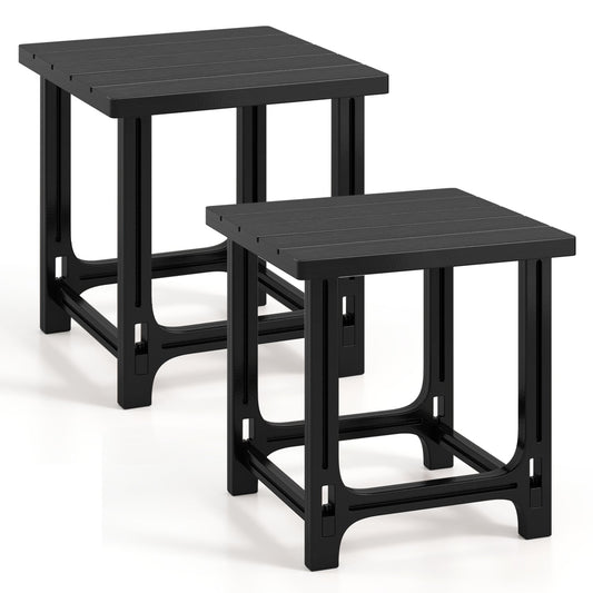 Set Of 2 18" Outdoor Adirondack Side Tables, Black Patio Coffee Tables Black at Gallery Canada